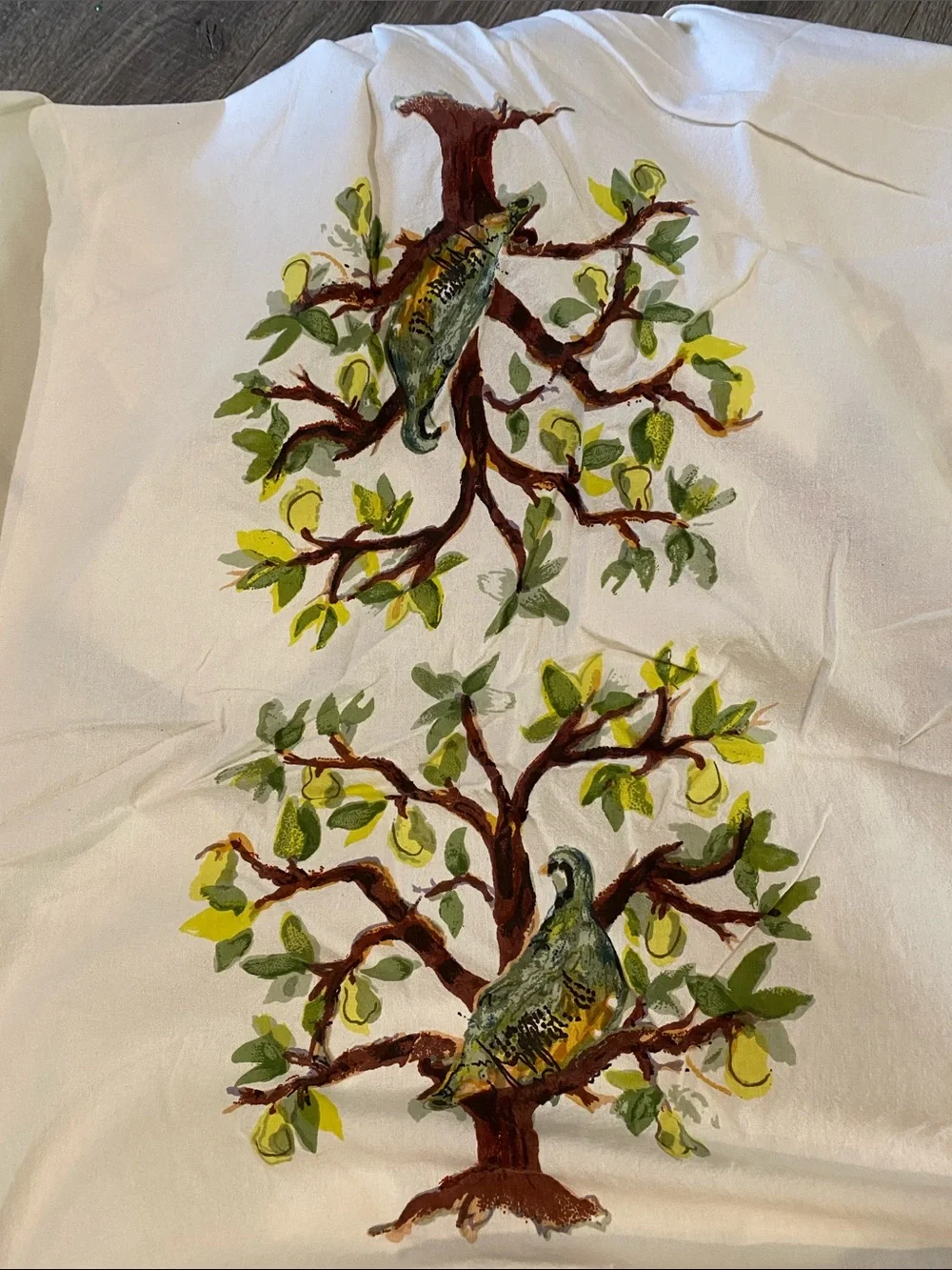 Vintage Williams Sonoma 12 Days of Christmas Green Border Tablecloth 72x100